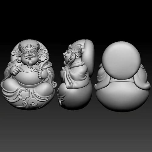 Stl新款坐财神弥勒佛圆雕图笑佛公精雕图浮雕图玉雕图3d打印图纸