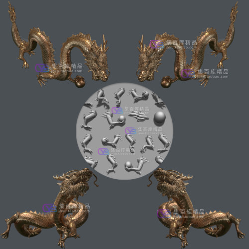 zbrush中国龙雕刻笔刷zb龙脚龙爪龙手身体笔刷和两个姿势3d模型