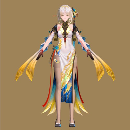 blender素材模型资产鸣潮穗穗卡通动漫人物角色带绑定二次元美女
