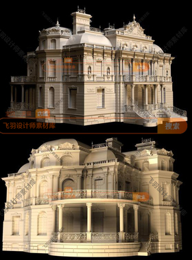 C4D/犀牛MYAY/BlenderMAX欧式建筑教堂房屋古典城堡3D模型素材OBJ