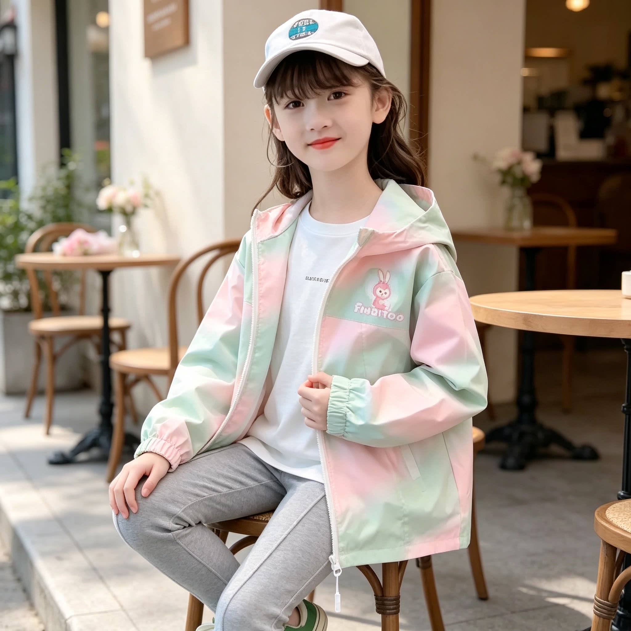 女童春装新款洋气连帽星黛露卡通
