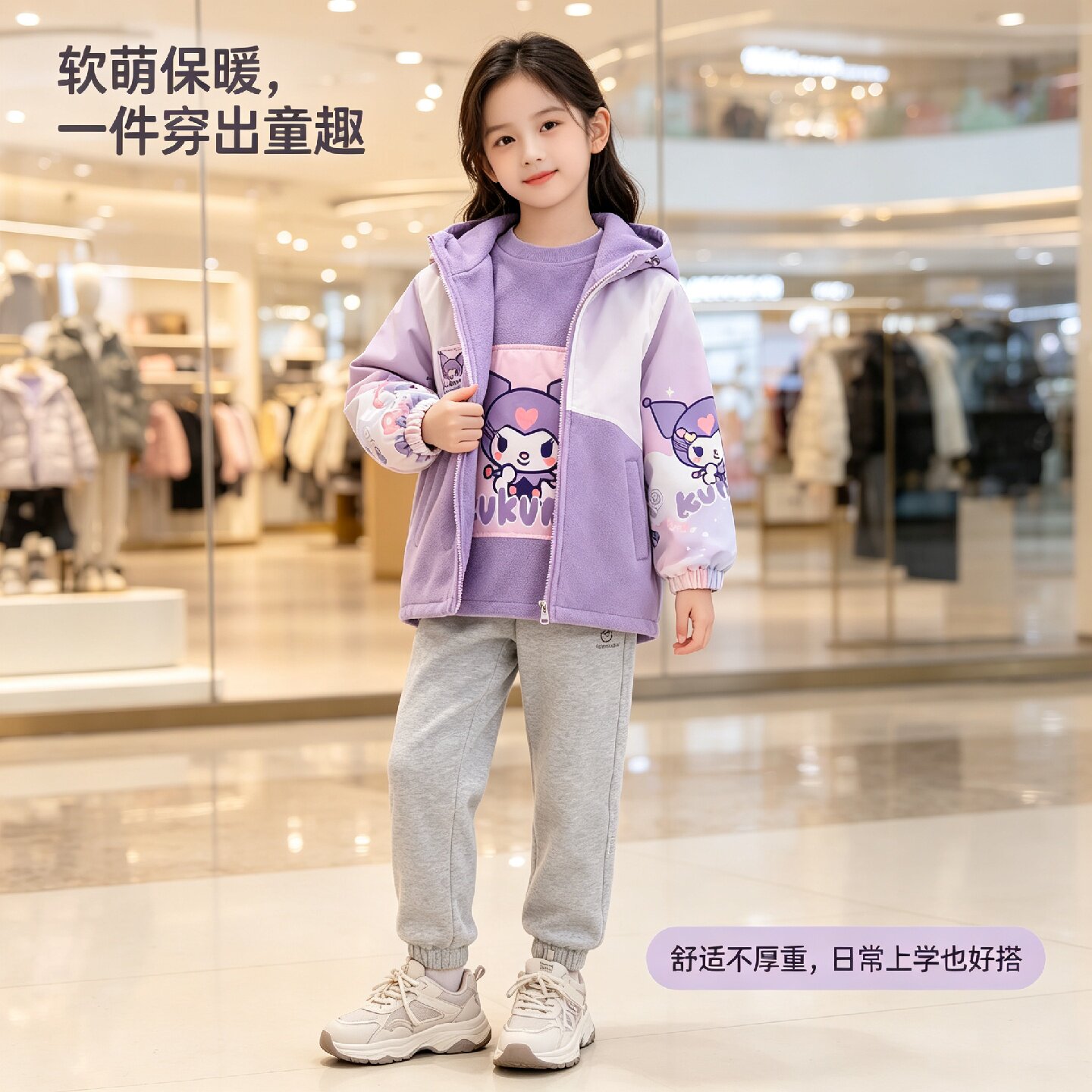 女童春秋加绒韩版冲锋衣外套2026