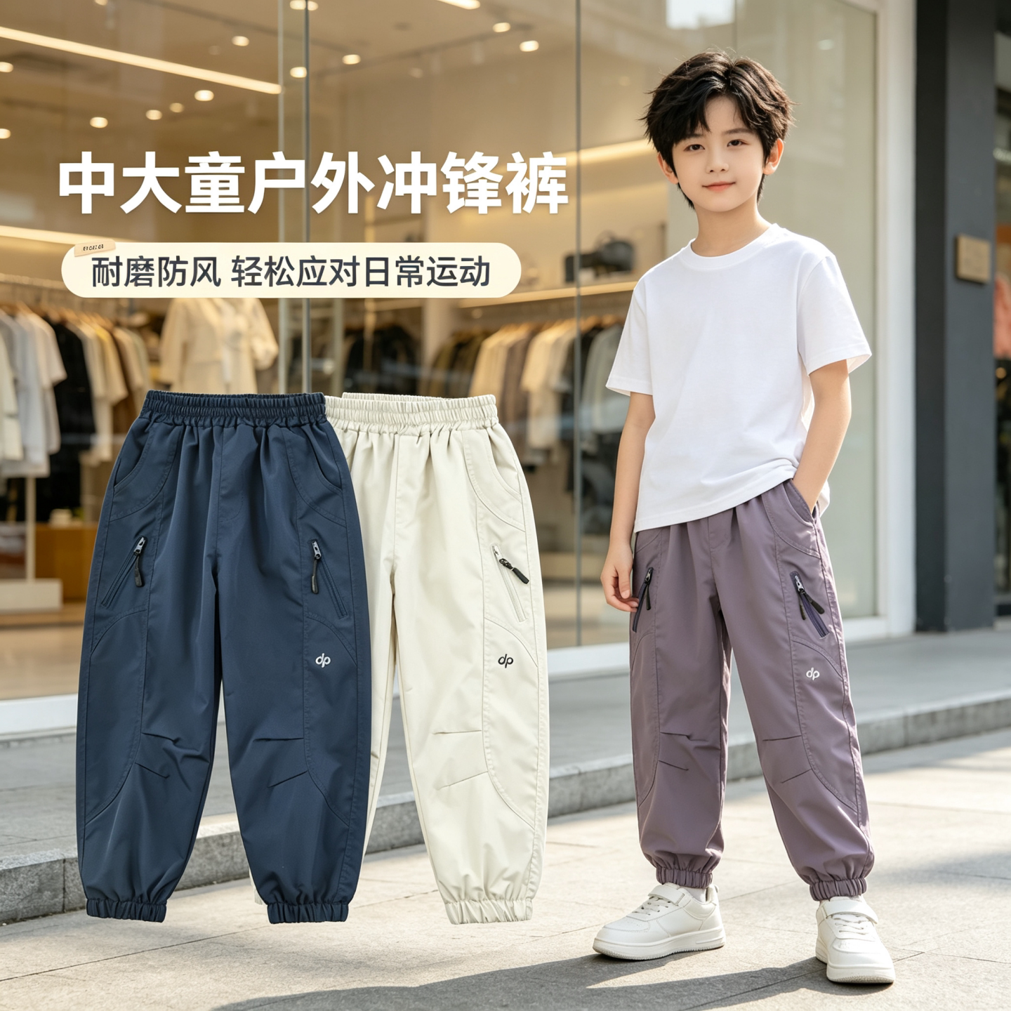 儿童冲锋裤春秋款男童户外防水