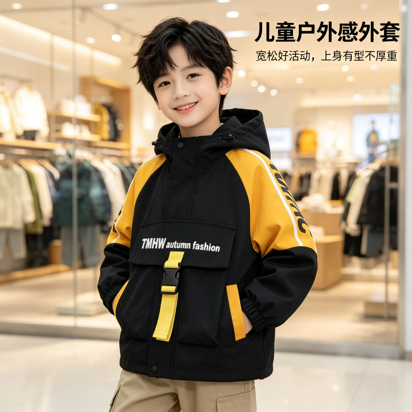 男童春秋连帽风衣夹克潮款