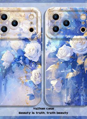 白玫瑰适用小米17ProMax手机壳15红米k80蓝色k90乐谱14ultra软壳note13防摔新款艺术文艺高级感ins风克莱因蓝