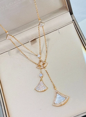 S925纯银 多裙子项链流苏裙子天然白贝母高级感明星同款宴会