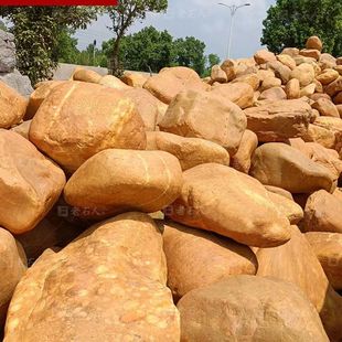 黄蜡石原石天然鱼池围边石河道驳岸石景观石园林造景庭院假山石头