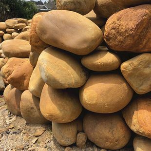 天然黄蜡石精品鱼池围边驳岸点缀石庭院风景观赏原石大型刻字村牌