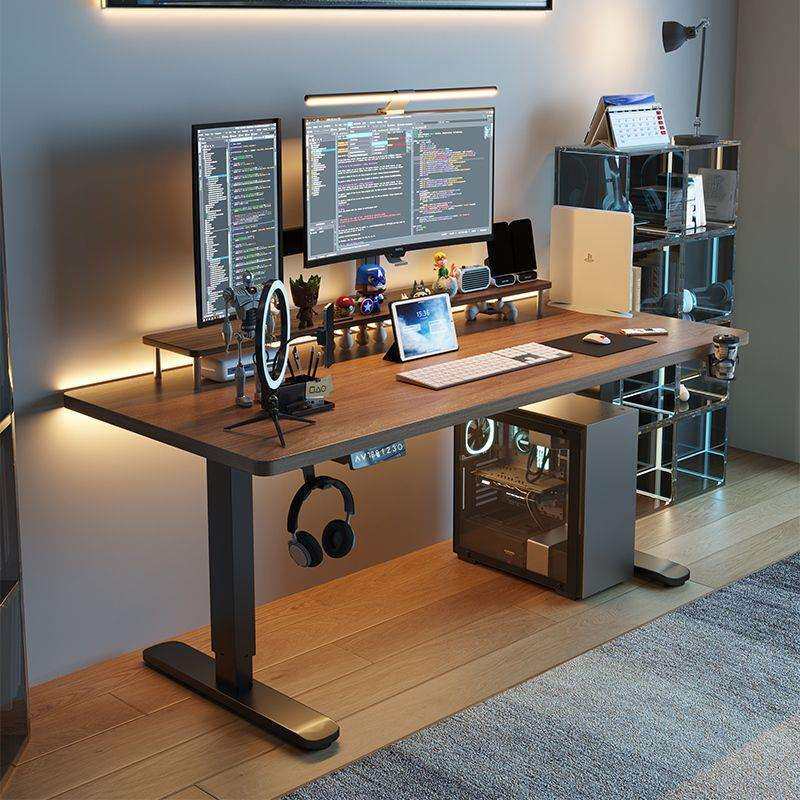 智能升降电脑桌电动桌腿办公工作台可升降桌子家用实木书桌电竞桌