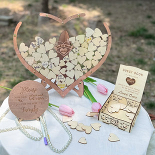 创意结婚婚礼签到板 宾客留言簿-签到台透明相框毕业签名板册纪念