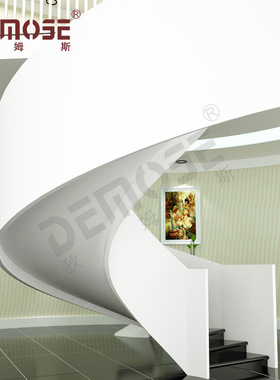 2021黑白色楼梯供应 家用A3钢楼梯扶手 榉木踏板旋转楼梯