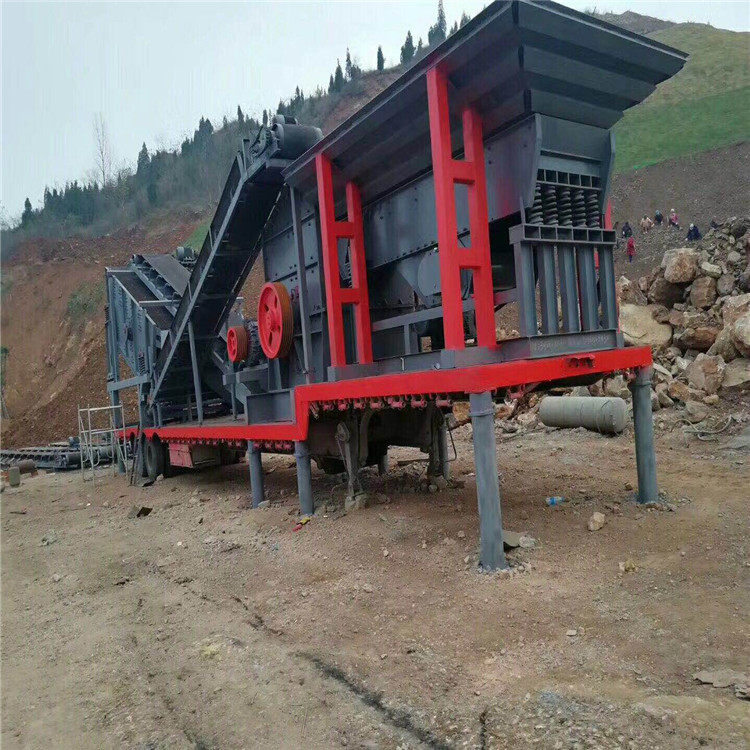 河南生活建筑垃圾移动破碎站 鹅卵石移动破碎车 青石移动破碎