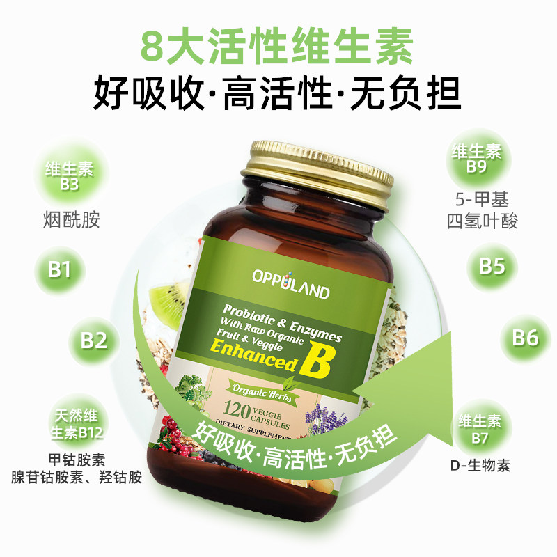 Oppuland复合维生素b族多种b1b3b6b12烟酰胺女新陈代谢补充营养包