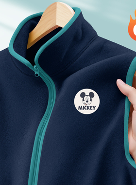 迪士尼男童马甲潮帅气时髦外穿秋季薄款摇粒绒儿童背心坎肩幼儿园