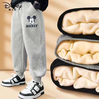 迪士尼男童加绒加厚裤子秋冬长裤