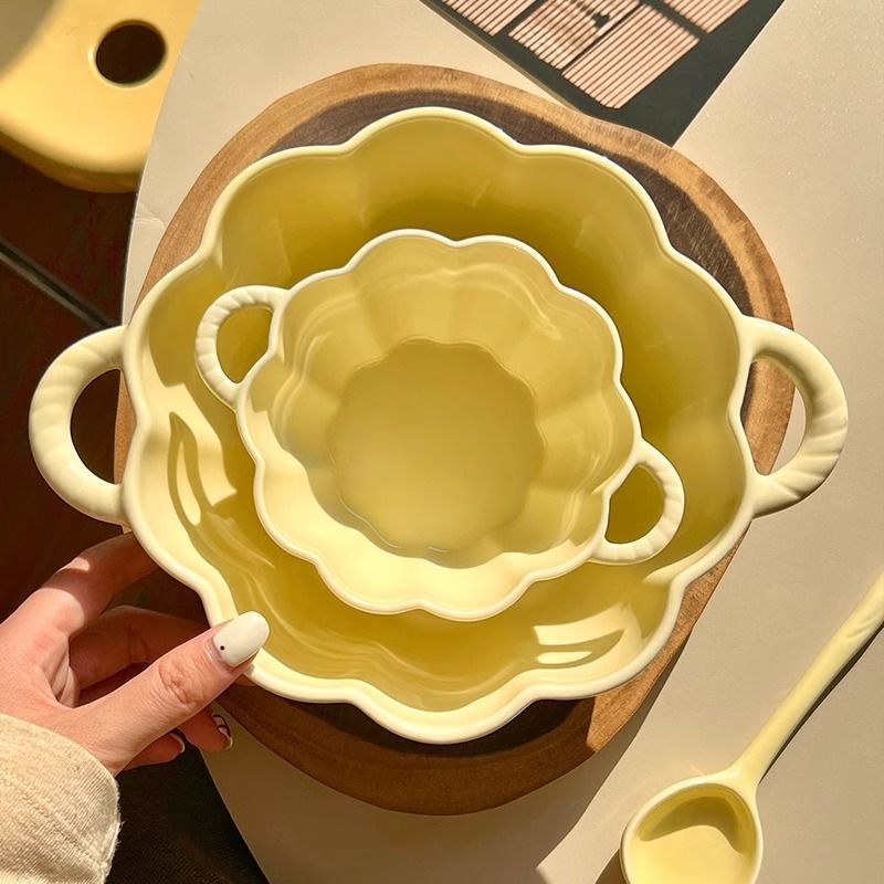 双耳汤碗南瓜陶瓷家用奶fufu带勺筷高颜值大容量可爱泡面螺蛳粉碗