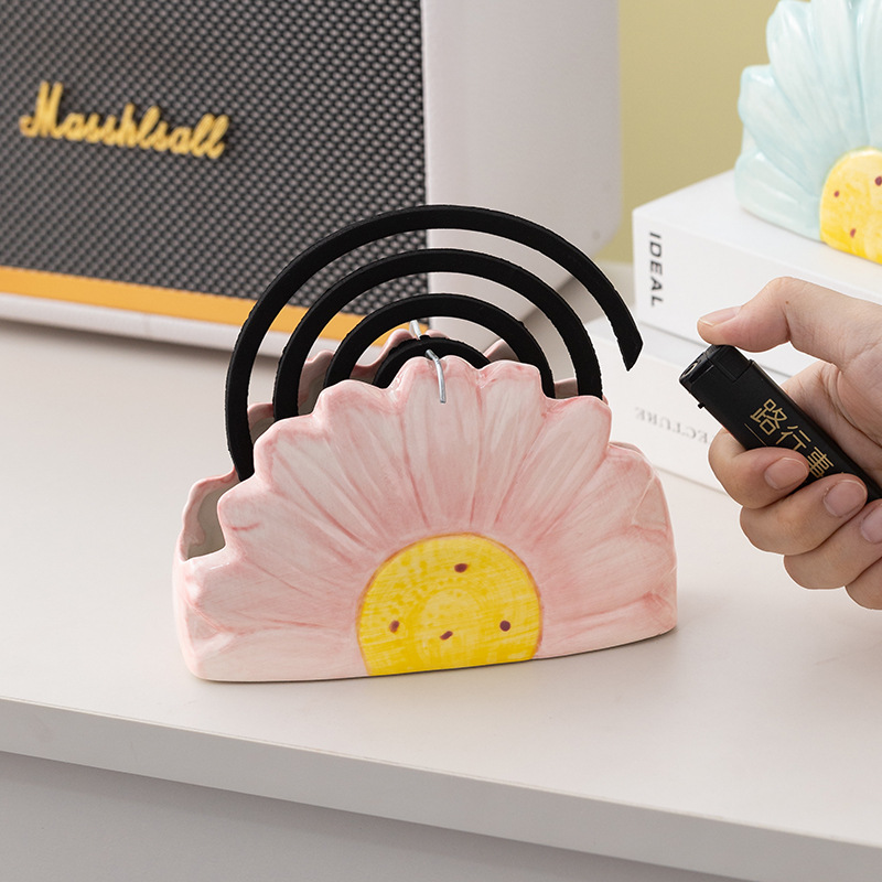 夏季防火防烫不落灰蚊香架蚊香盘创意花朵蚊香盒熏香炉香托香盘