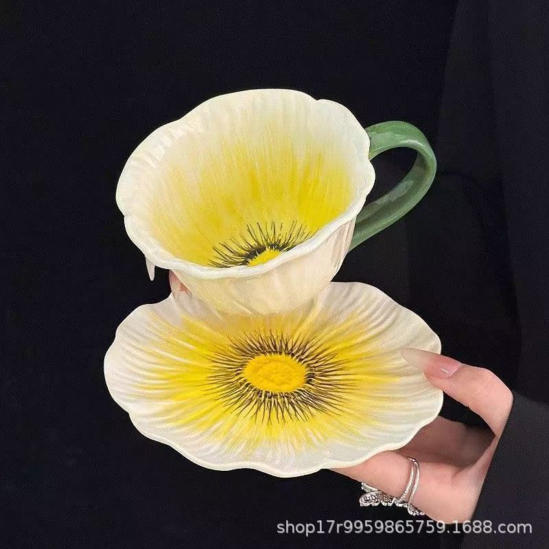 特别好看的咖啡杯子设计感小众女士高颜值拿铁杯绝美咖啡杯碟套装