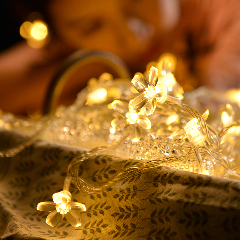 太阳能led灯串樱花灯串户外庭院防水花朵装饰灯圣诞节灯绕树串灯