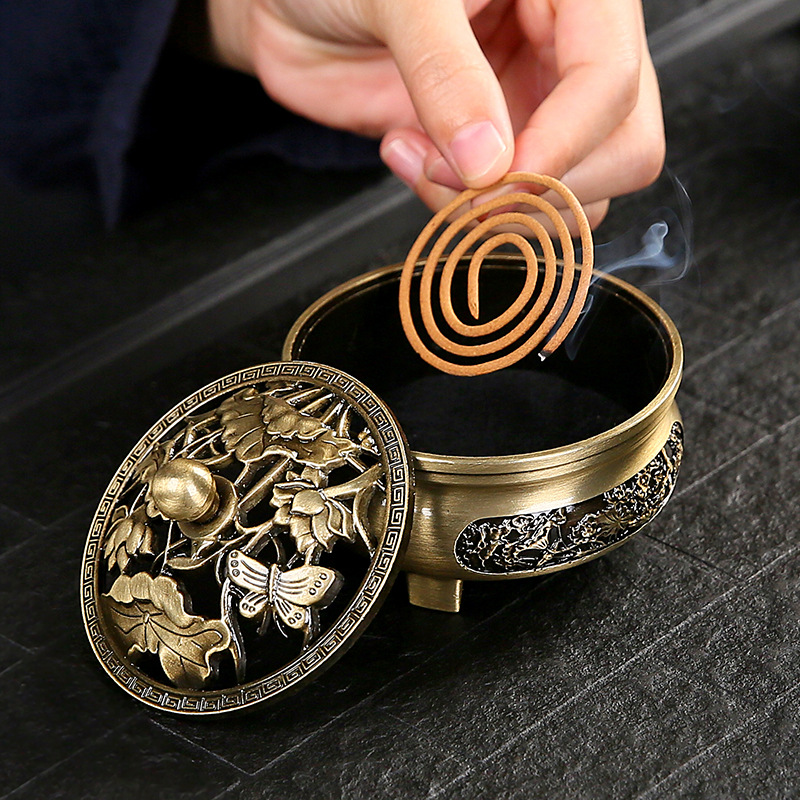 香炉莲花香插香座点香座盘托香托线香家用室内檀香炉家用室内摆件