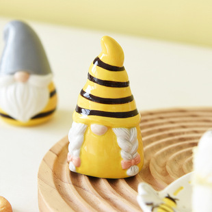 陶瓷椒盐瓶创意蜜蜂精灵胡椒瓶高颜值摆件浮雕可装饰向日葵精灵