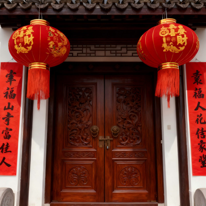 灯笼大门口一对新年装饰灯笼中国风结婚布置乔迁之喜过年灯笼春节