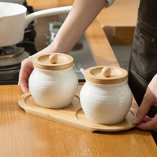 日式陶瓷面馆商用调味创意调料罐套装家用厨房猪油罐盐罐辣椒罐子