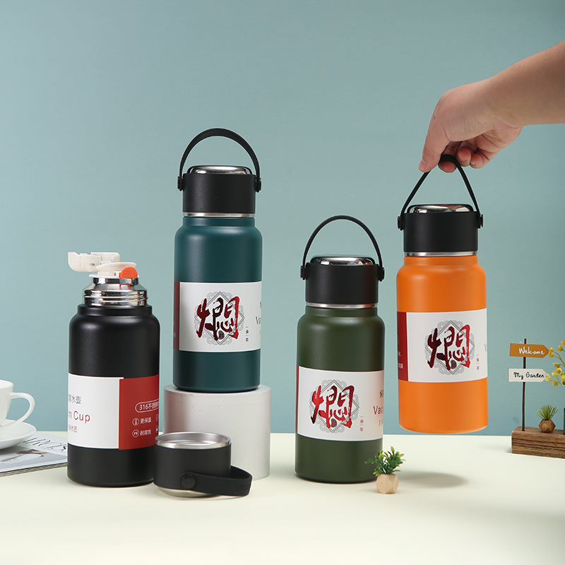 简约316不锈钢焖烧杯手提焖茶杯真空大容量焖烧壶现货