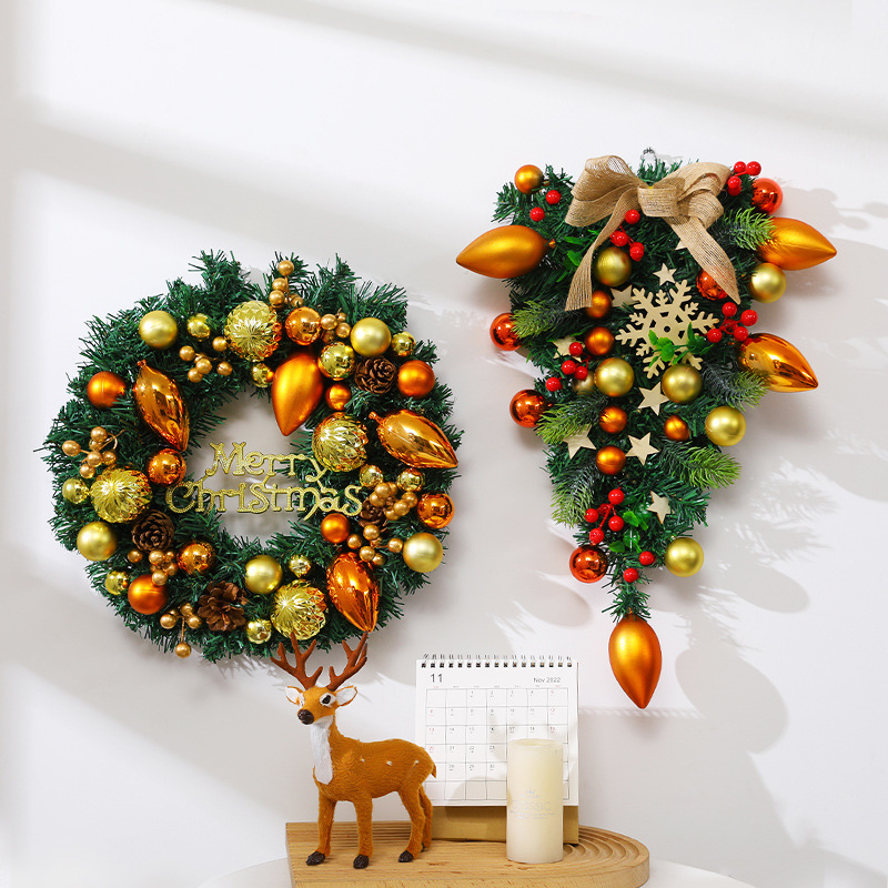 圣诞节装饰品圣诞花环门挂挂饰藤条挂件酒店商场场景布置圣诞花环