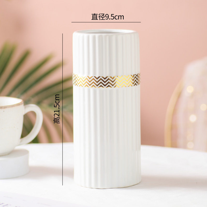 现货直销网红抖音金边贴花陶瓷花瓶家居客厅餐桌电视柜工艺摆件