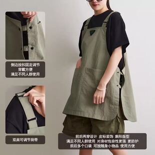 新款工装围裙日式防泼水男女罩衣厨房家用咖啡店工作服可印字