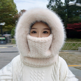 冬季新款雷锋帽子加绒加厚防寒面罩围脖户外一体骑车防风骑行保暖
