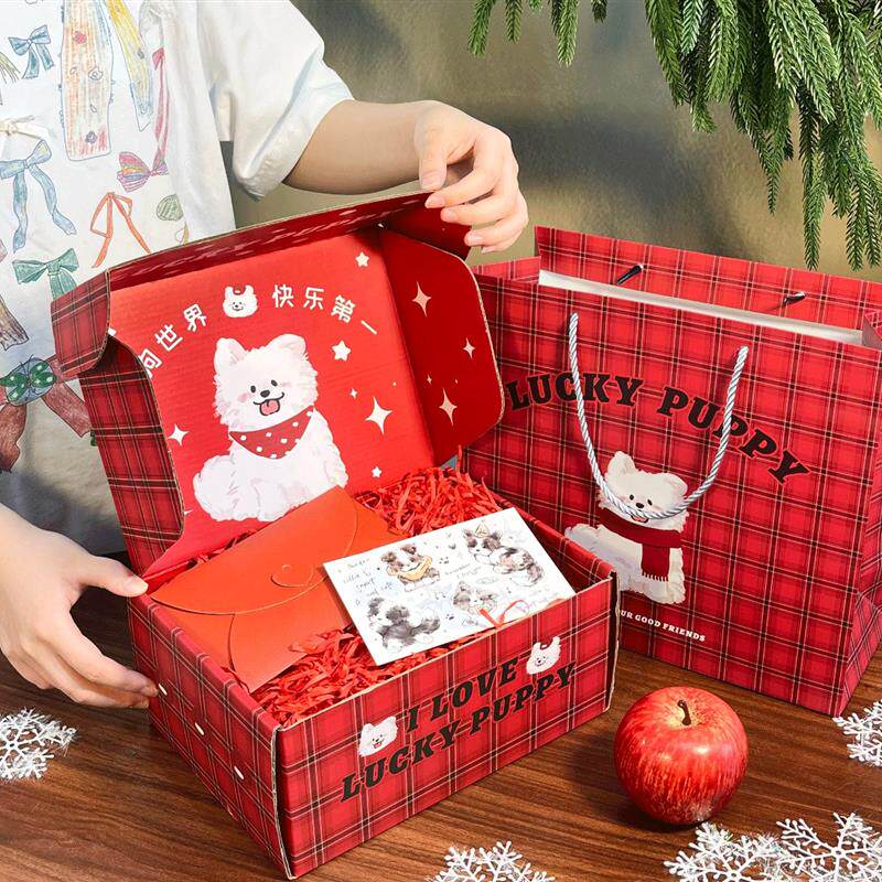 热销耶诞节送礼情侣仪式感红色礼品盒新年礼物盒纸质装盒扁纸箱送