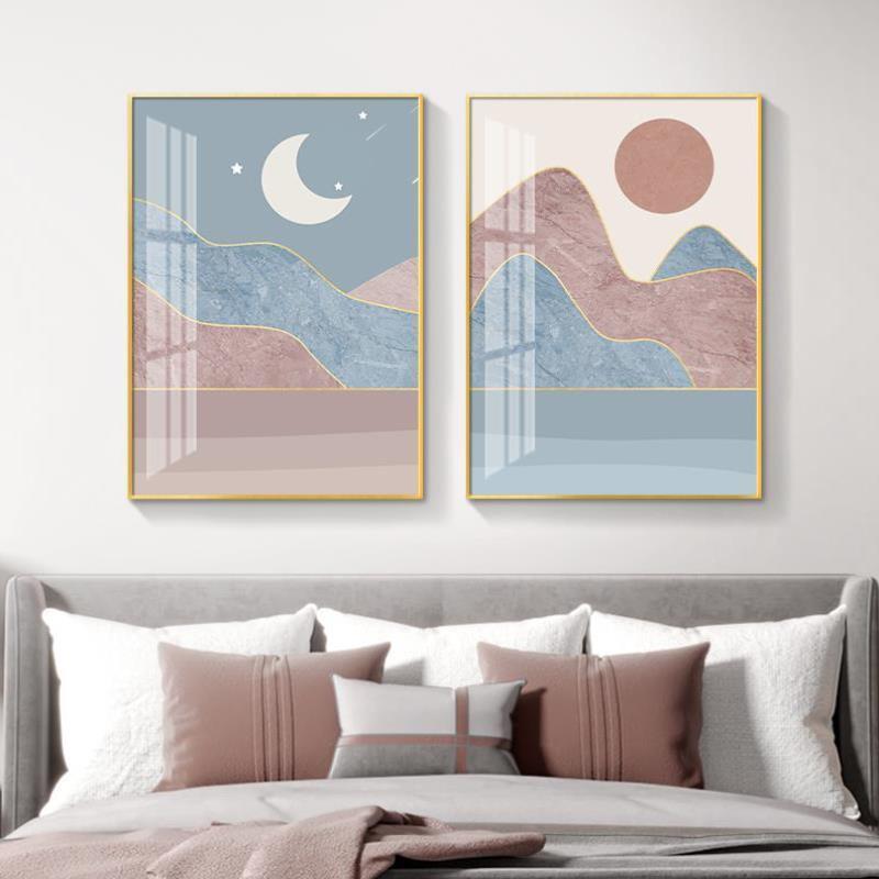 卧室床头装饰画现代简约免打孔女孩房间背景墙挂画温馨北欧风壁画