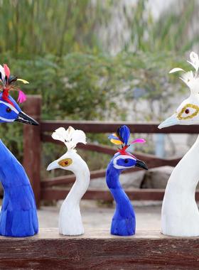 彷真孔雀头模型摆件开业花篮花艺摆盘装饰真羽毛摆件餐厅餐桌摆件