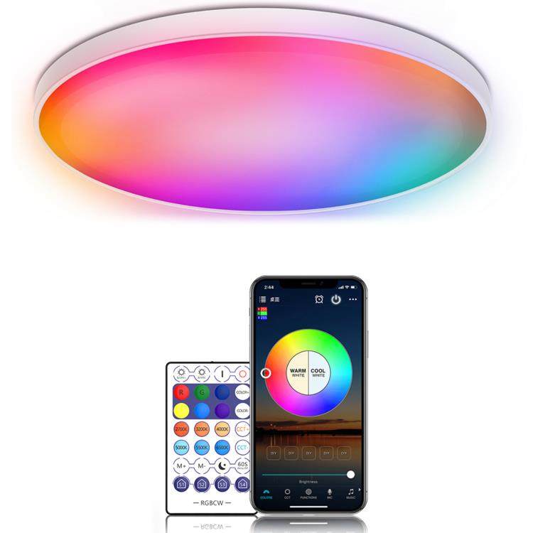 WIFI智能七彩卧室吸顶灯剧本杀RGBCW全色彩氛围灯手机APP远程爆闪