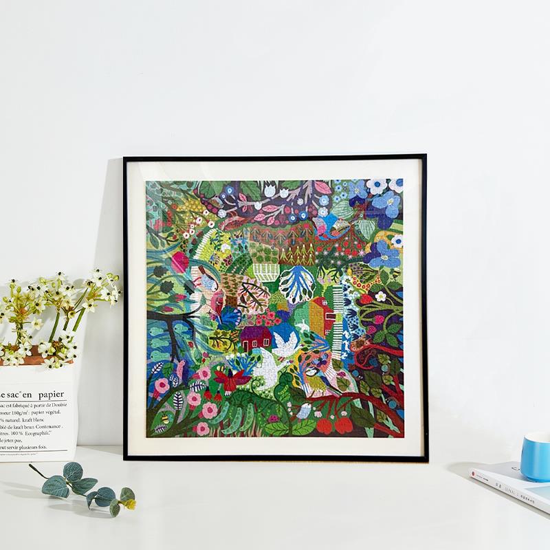 实木拼图框500片eeBoo拼图装裱框专用1000片拼图正方形相框外框架