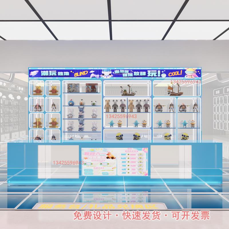 商场潮玩夹娃娃机弹珠机积分礼品展示柜收银柜台玻璃柜烤漆模型展