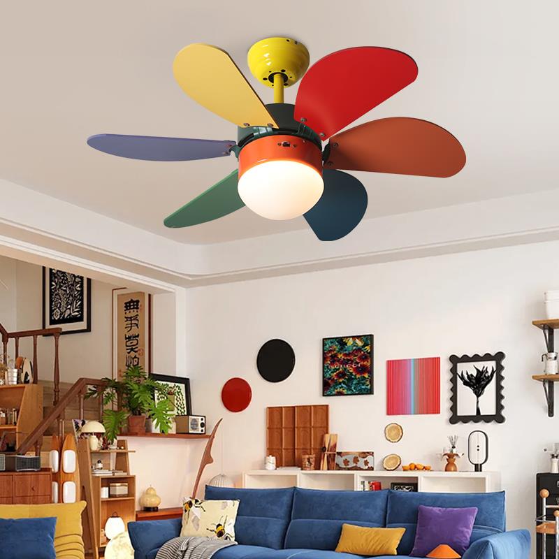 北欧风扇灯简约卧室吸顶带灯电扇现代家用儿童房低楼层餐厅吊扇灯