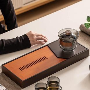 茶台功夫茶具办公室 茶盘家用轻奢简约干泡台托盘现代小型沥储水式