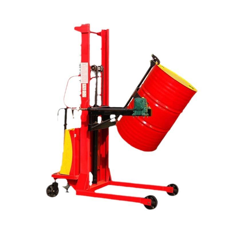 电动油桶升高可翻转倒料车圆桶液压装卸车铁桶塑料桶油桶翻转装置