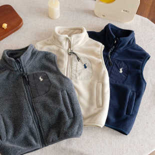 儿童马甲25秋冬童装男童羊羔毛坎肩宝宝小童摇粒绒保暖背心外套潮