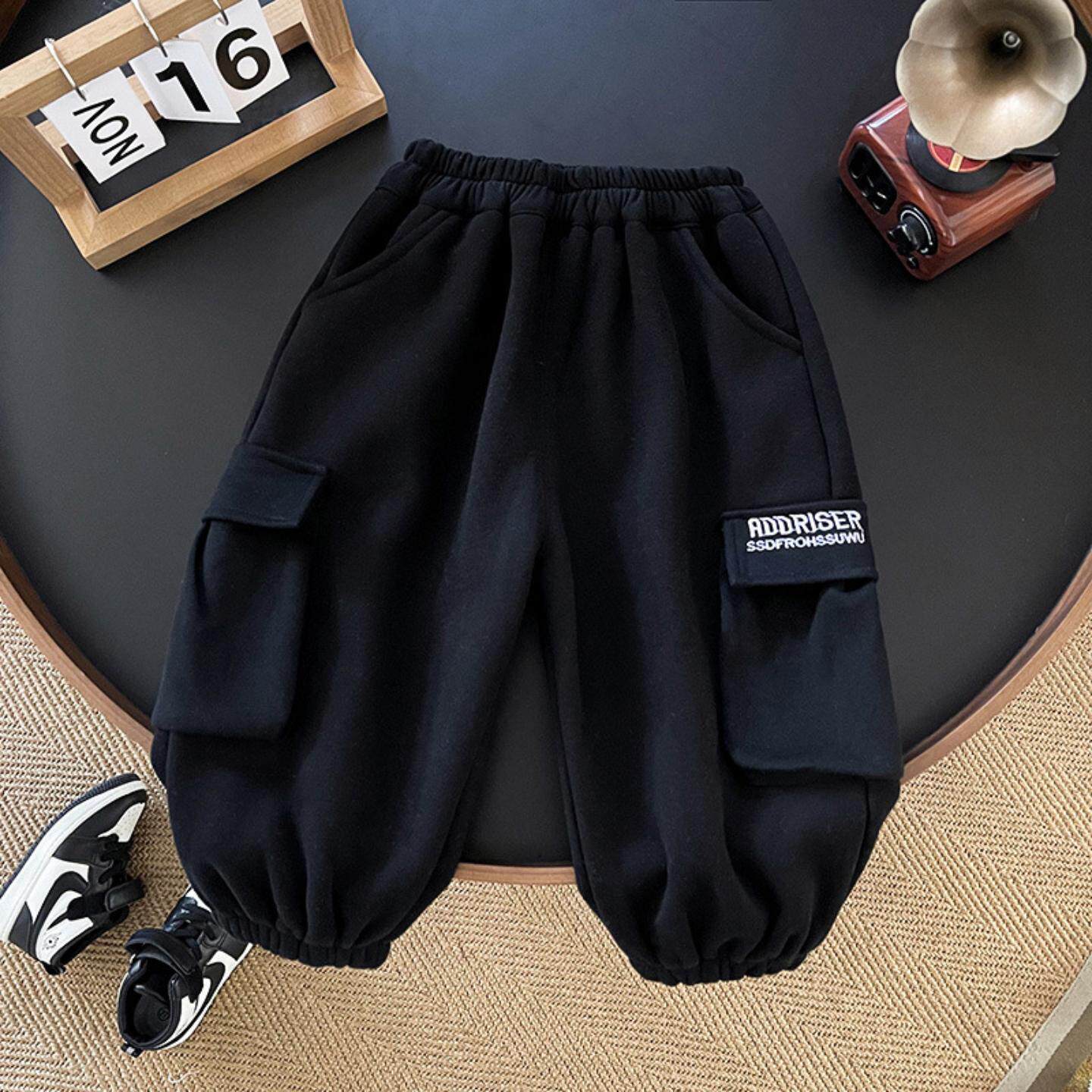 男童加绒卫裤2023冬季新款儿童一体绒休闲裤子小童宝宝冬装运动裤