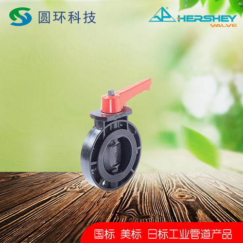 台湾环琪GB国标CPVC把手蝶阀DN50 DN65 DN80耐高温c-pvc法兰蝶阀