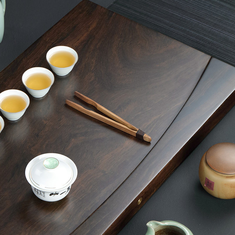 ?批发整块实木茶盘家用黑檀木排水茶台现代简约托盘小型茶海电