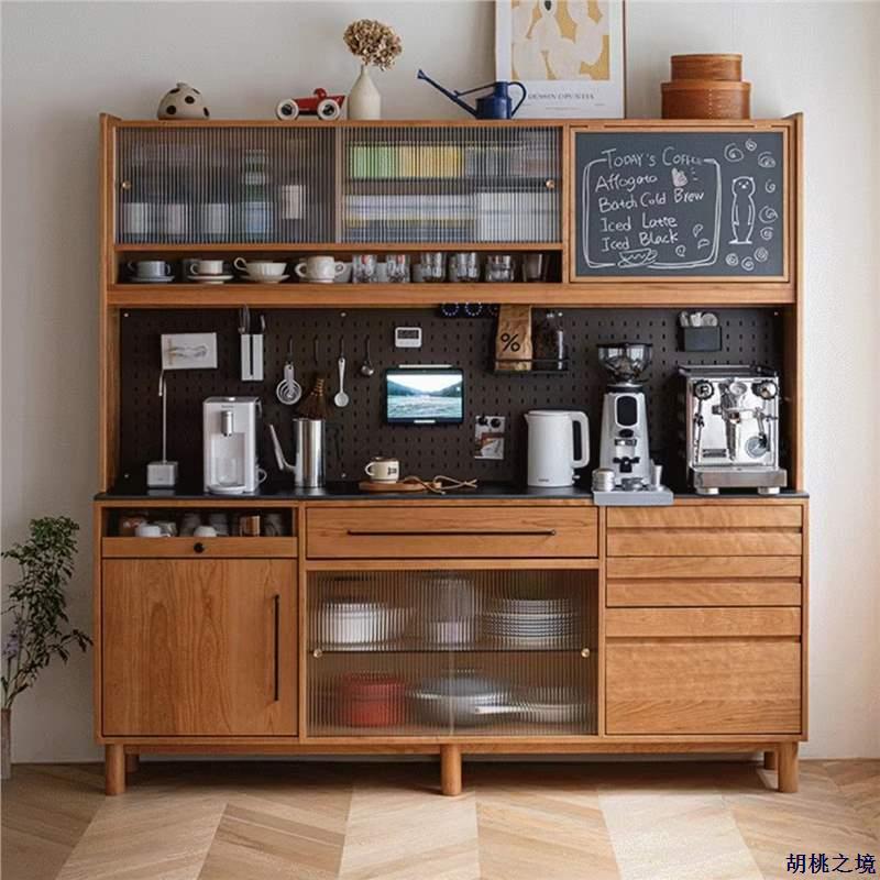 北欧实木餐边柜日式小户型收纳储物柜家用厨房靠墙一体上下柜橱柜