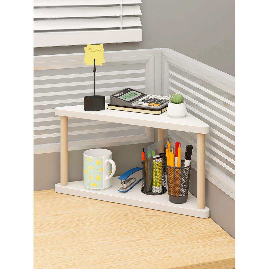 办公桌三角置物架桌上书架工位桌面转角收纳架子拐角三脚架转角柜