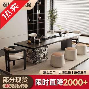 轻奢实木岛台茶桌泡茶台一体办公客厅家用2024新款 意式 高级感