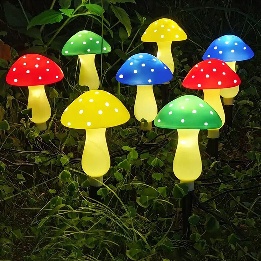 太阳能蘑菇植物地插灯别墅庭院花园草坪彩灯民宿露营景观装饰闪灯