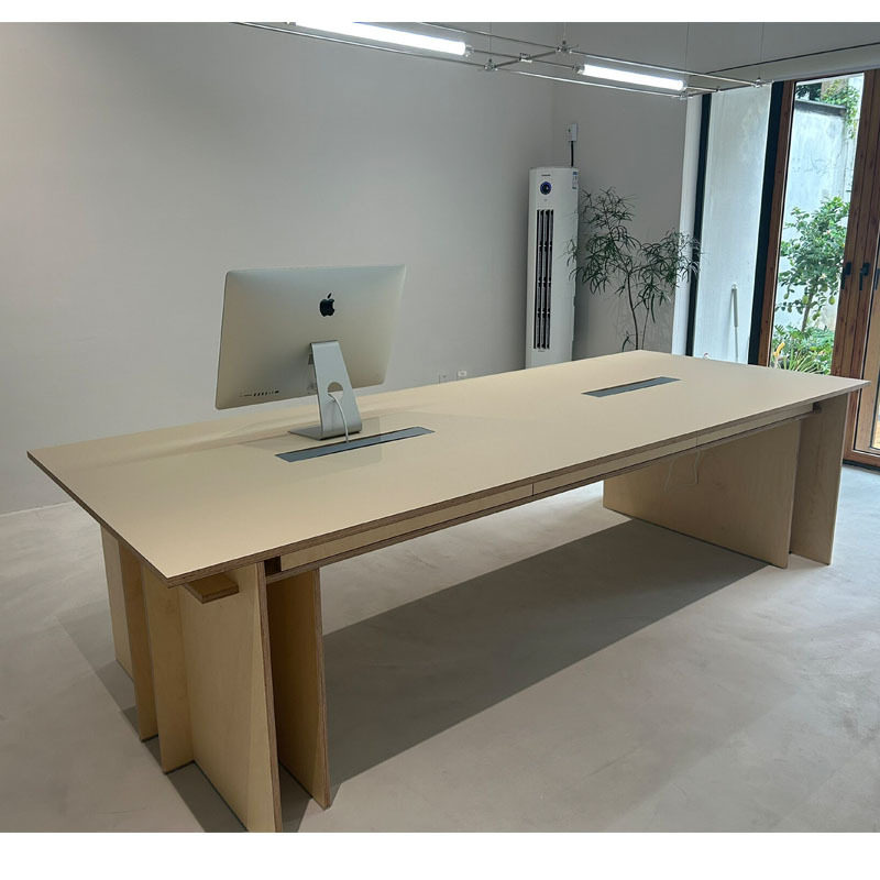 北欧实木办公桌设计师长条大型工作台原木会议桌客厅创意餐桌饭桌